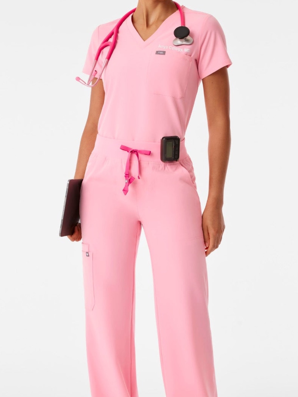 Figs Fight Club Pink Scrub Pants & Top Set